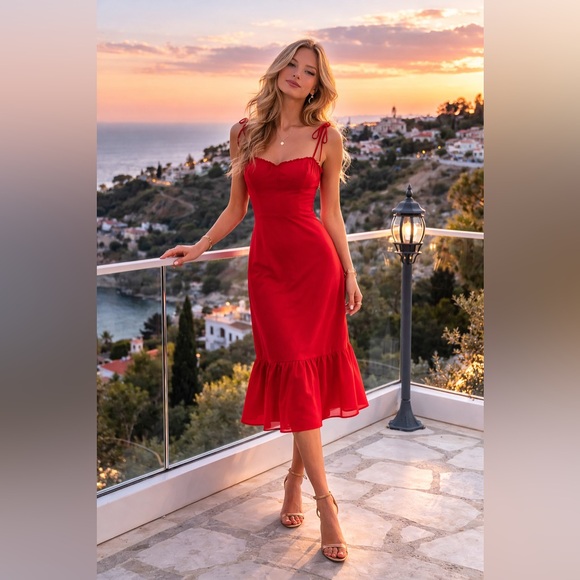 Socialite Dresses & Skirts - Socialite Corset Midi Dress in Red